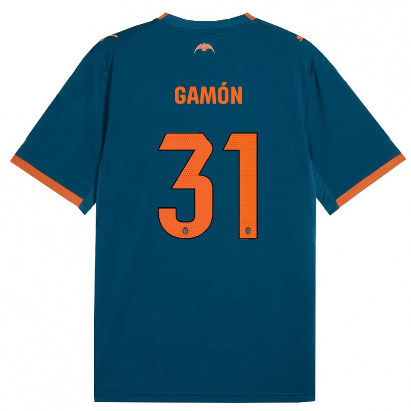 Danxen Kinder Rodrigo Gamón #31 Stahlblau Orange Auswärtstrikot Trikot 2026/27 T-Shirt