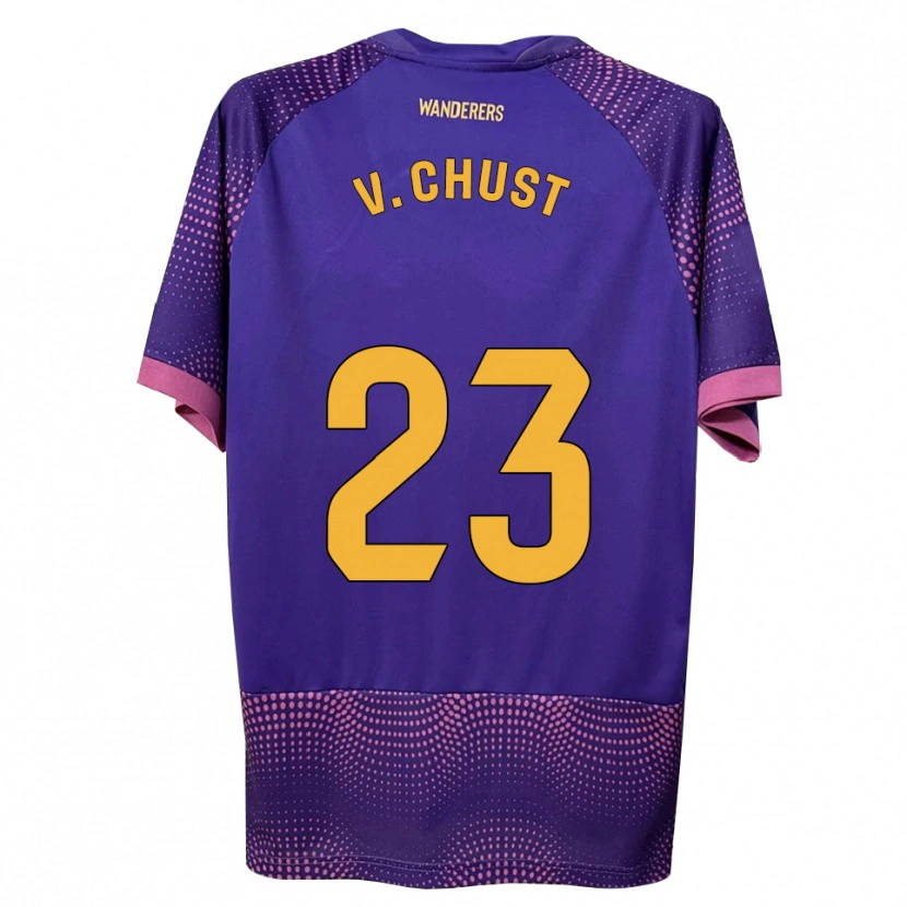 Danxen Kinder Víctor Chust #23 Lila Weiß Rosa Auswärtstrikot Trikot 2026/27 T-Shirt