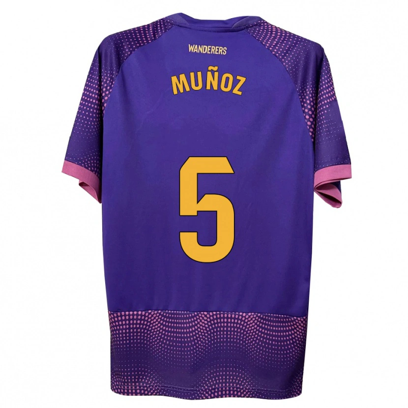 Danxen Kinder Ismael Muñoz #5 Lila Weiß Rosa Auswärtstrikot Trikot 2026/27 T-Shirt
