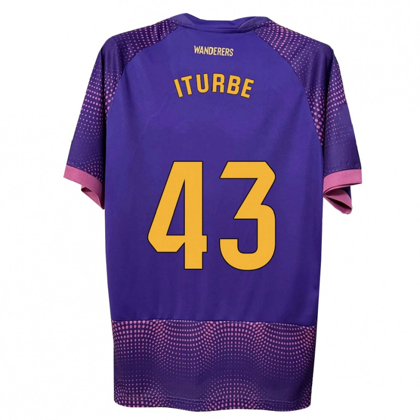 Danxen Kinder Alejandro Iturbe #43 Lila Weiß Rosa Auswärtstrikot Trikot 2026/27 T-Shirt