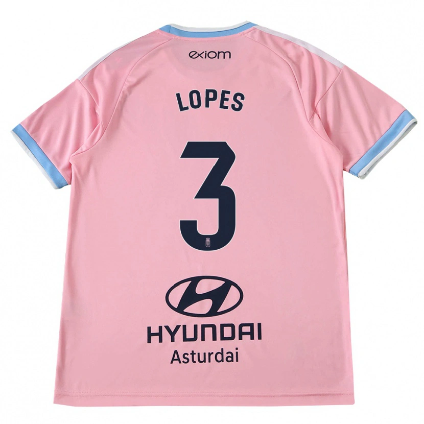 Danxen Kinder Adrián Lopes #3 Kornblumenblau Rosa Auswärtstrikot Trikot 2026/27 T-Shirt