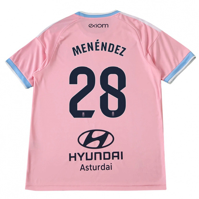 Danxen Kinder Diego Menéndez #28 Kornblumenblau Rosa Auswärtstrikot Trikot 2026/27 T-Shirt