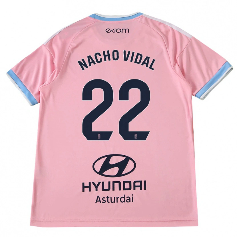 Danxen Kinder Nacho Vidal #22 Kornblumenblau Rosa Auswärtstrikot Trikot 2026/27 T-Shirt