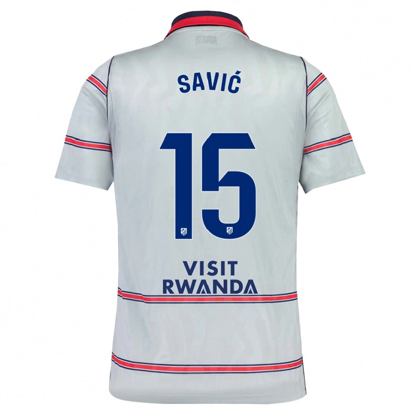 Danxen Kinder Stefan Savic #15 Grau Rot Marineblau Ausweichtrikot Trikot 2026/27 T-Shirt