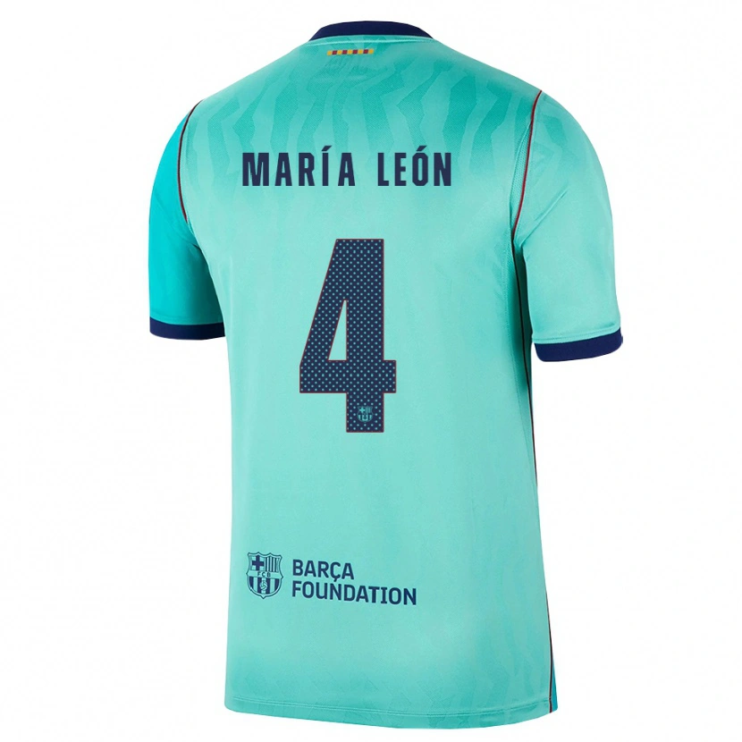 Danxen Kinder María Pilar León #4 Aqua Dunkeltürkis Königsblau Ausweichtrikot Trikot 2026/27 T-Shirt