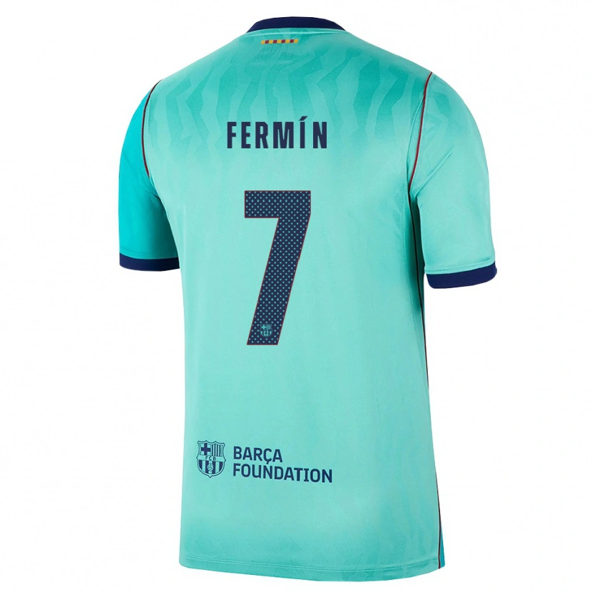 Danxen Kinder Fermín López #7 Aqua Dunkeltürkis Königsblau Ausweichtrikot Trikot 2026/27 T-Shirt