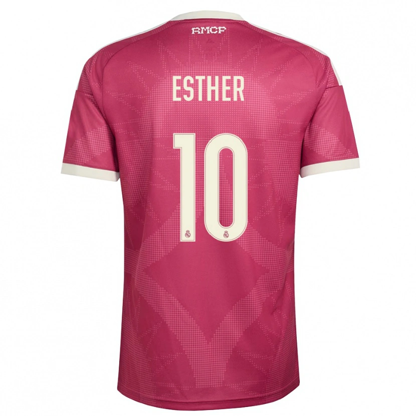 Danxen Kinder Esther Gonzalez #10 Blassviolett Rot Weiß Ausweichtrikot Trikot 2026/27 T-Shirt