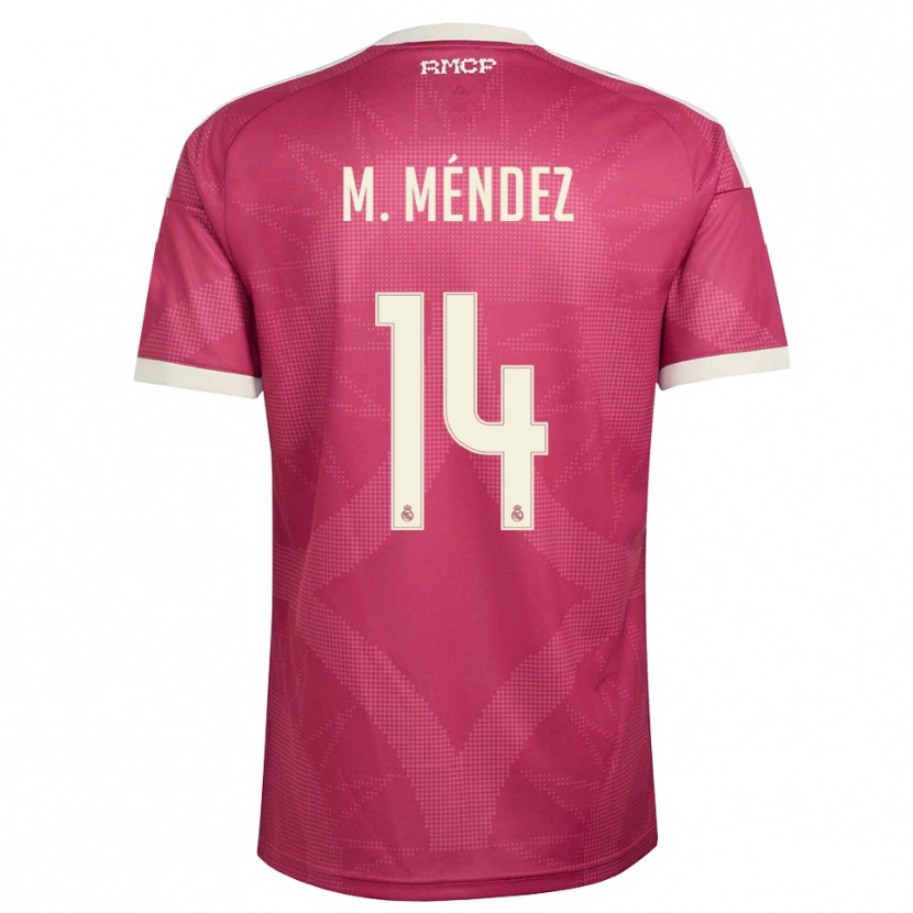 Danxen Kinder María Méndez #14 Blassviolett Rot Weiß Ausweichtrikot Trikot 2026/27 T-Shirt