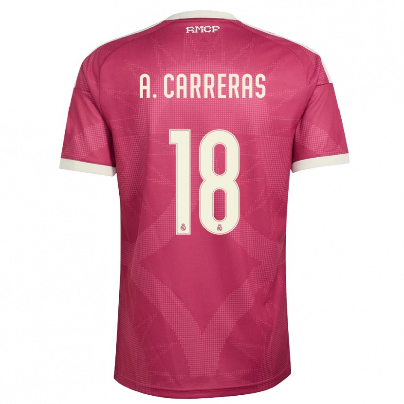 Danxen Kinder Álvaro Carreras #18 Blassviolett Rot Weiß Ausweichtrikot Trikot 2026/27 T-Shirt