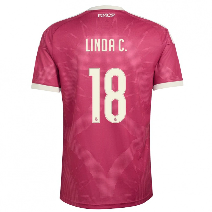 Danxen Kinder Linda Caicedo #18 Blassviolett Rot Weiß Ausweichtrikot Trikot 2026/27 T-Shirt