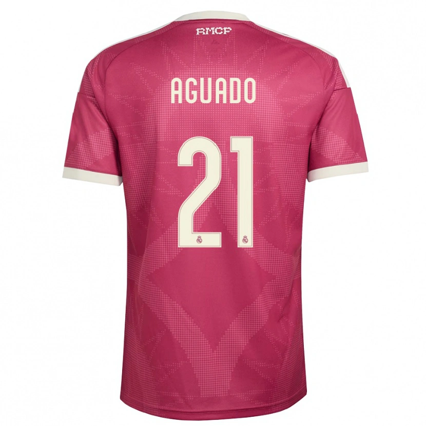 Danxen Kinder Diego Aguado #21 Blassviolett Rot Weiß Ausweichtrikot Trikot 2026/27 T-Shirt