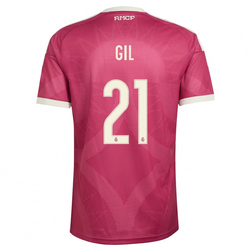 Danxen Kinder Iker Gil #21 Blassviolett Rot Weiß Ausweichtrikot Trikot 2026/27 T-Shirt
