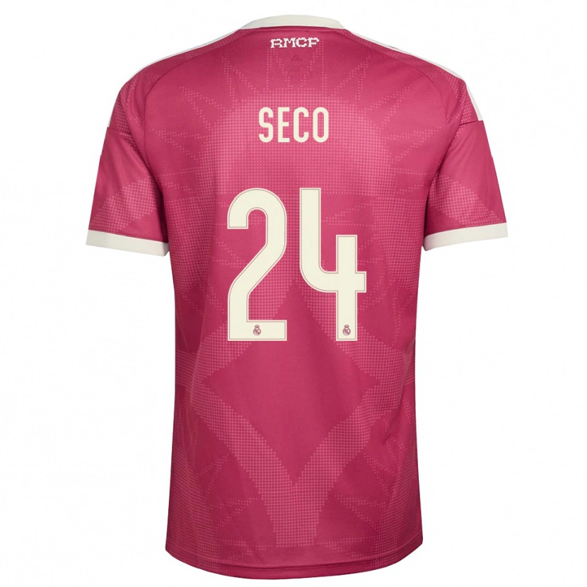 Danxen Kinder Ferran Seco #24 Blassviolett Rot Weiß Ausweichtrikot Trikot 2026/27 T-Shirt