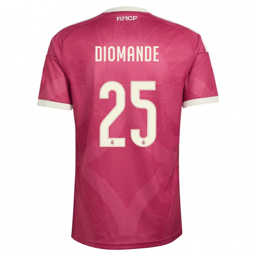 Danxen Kinder Yan Diomande #25 Blassviolett Rot Weiß Ausweichtrikot Trikot 2026/27 T-Shirt