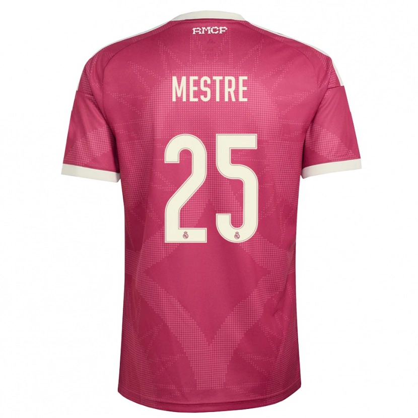 Danxen Kinder Sergio Mestre #25 Blassviolett Rot Weiß Ausweichtrikot Trikot 2026/27 T-Shirt