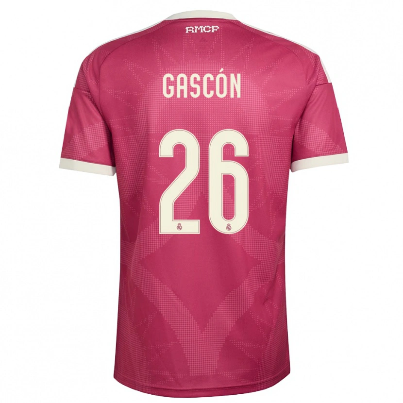 Danxen Kinder Ignacio Gascón #26 Blassviolett Rot Weiß Ausweichtrikot Trikot 2026/27 T-Shirt
