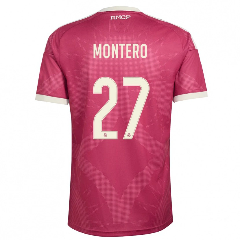 Danxen Kinder Pablo Montero #27 Blassviolett Rot Weiß Ausweichtrikot Trikot 2026/27 T-Shirt