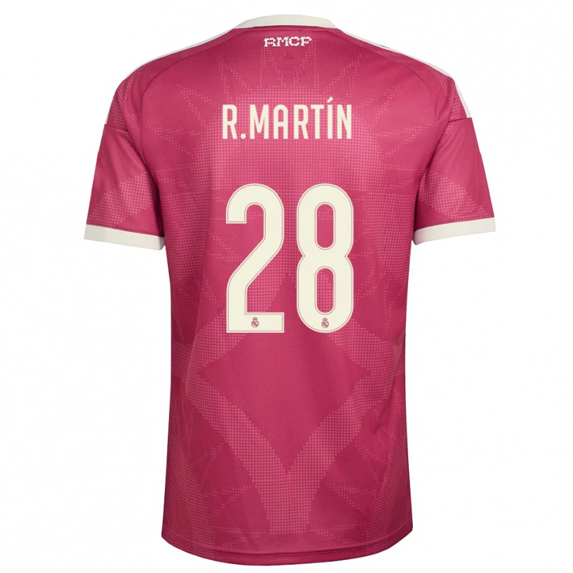Danxen Kinder Roberto Martín #28 Blassviolett Rot Weiß Ausweichtrikot Trikot 2026/27 T-Shirt