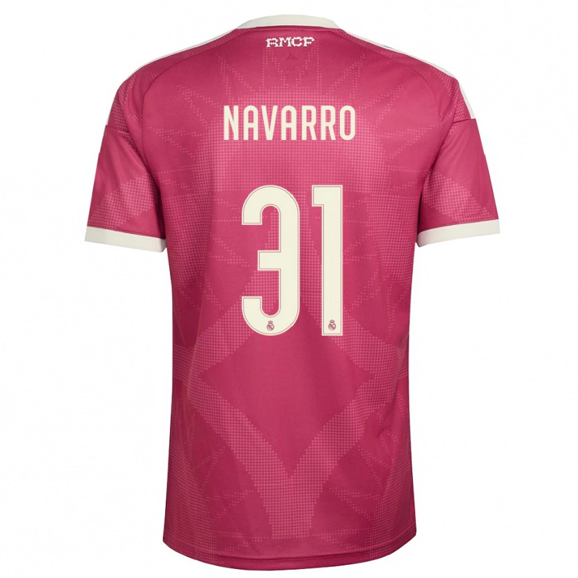 Danxen Kinder Javi Navarro #31 Blassviolett Rot Weiß Ausweichtrikot Trikot 2026/27 T-Shirt
