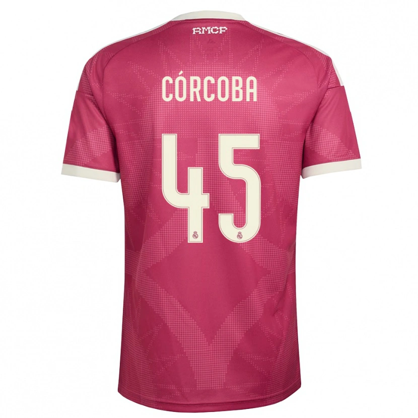 Danxen Kinder Andrés Córcoba #45 Blassviolett Rot Weiß Ausweichtrikot Trikot 2026/27 T-Shirt