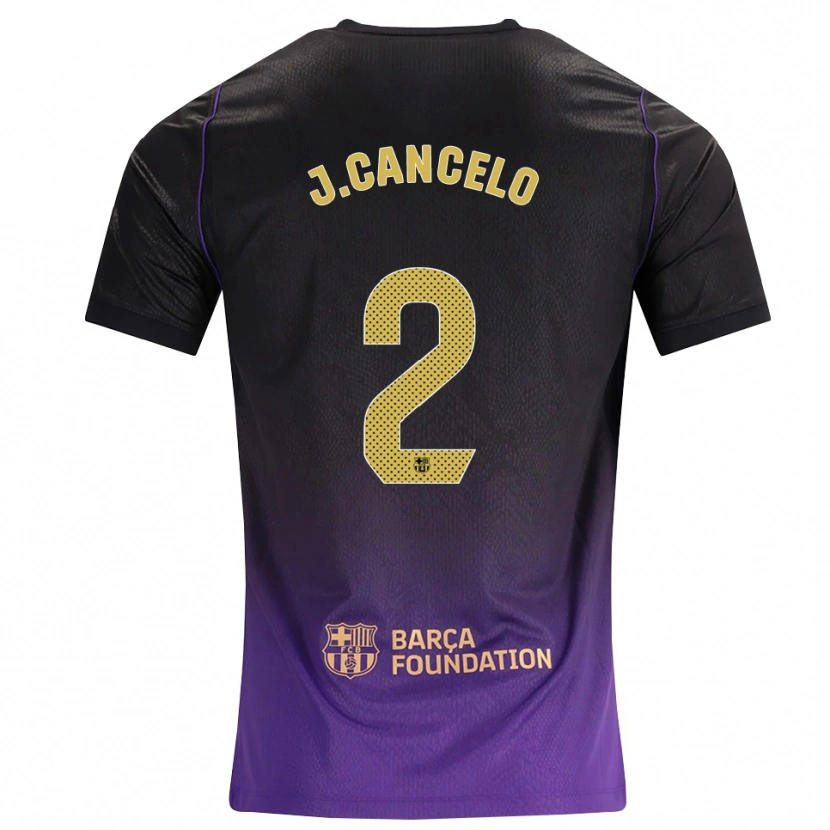 Danxen Kinder João Cancelo #2 Lila Gelb Schwarz Auswärtstrikot Trikot 2026/27 T-Shirt