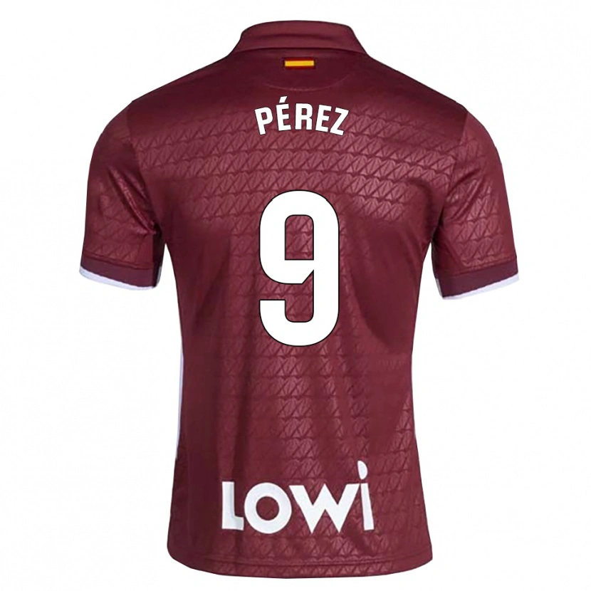 Danxen Herren Joselu Pérez #9 Dunkelrot Weiß Auswärtstrikot Trikot 2026/27 T-Shirt