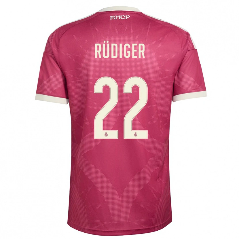 Danxen Herren Antonio Rüdiger #22 Blassviolett Rot Weiß Ausweichtrikot Trikot 2026/27 T-Shirt