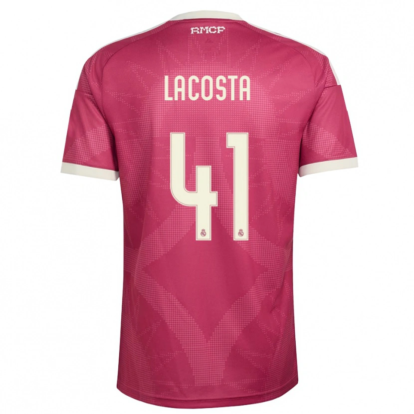 Danxen Herren Diego Lacosta #41 Blassviolett Rot Weiß Ausweichtrikot Trikot 2026/27 T-Shirt