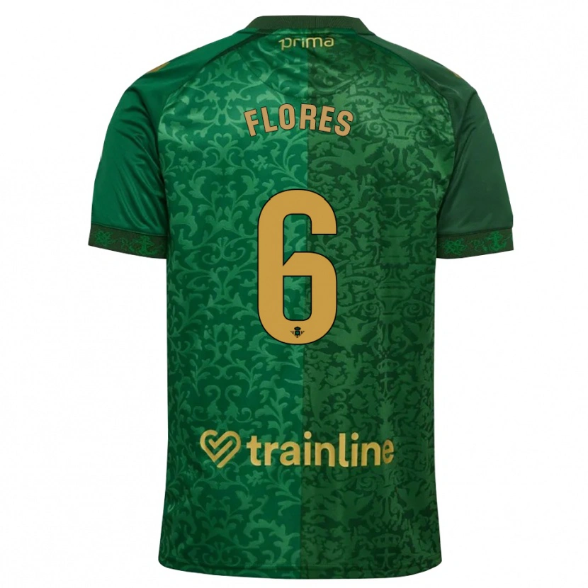 Danxen Damen Mateo Flores #6 Waldgrün Dunkelgoldrute Auswärtstrikot Trikot 2026/27 T-Shirt