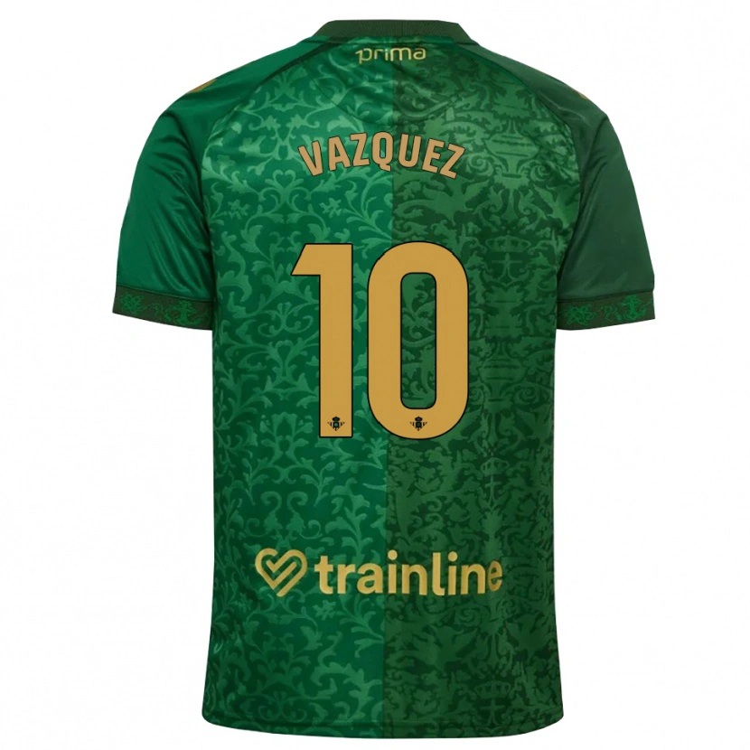 Danxen Damen Alejandro Vázquez #10 Waldgrün Dunkelgoldrute Auswärtstrikot Trikot 2026/27 T-Shirt