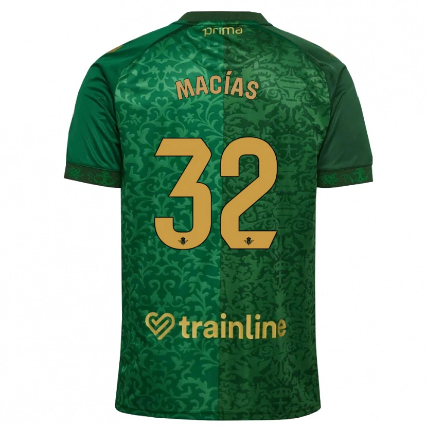 Danxen Damen Curro Macías #32 Waldgrün Dunkelgoldrute Auswärtstrikot Trikot 2026/27 T-Shirt