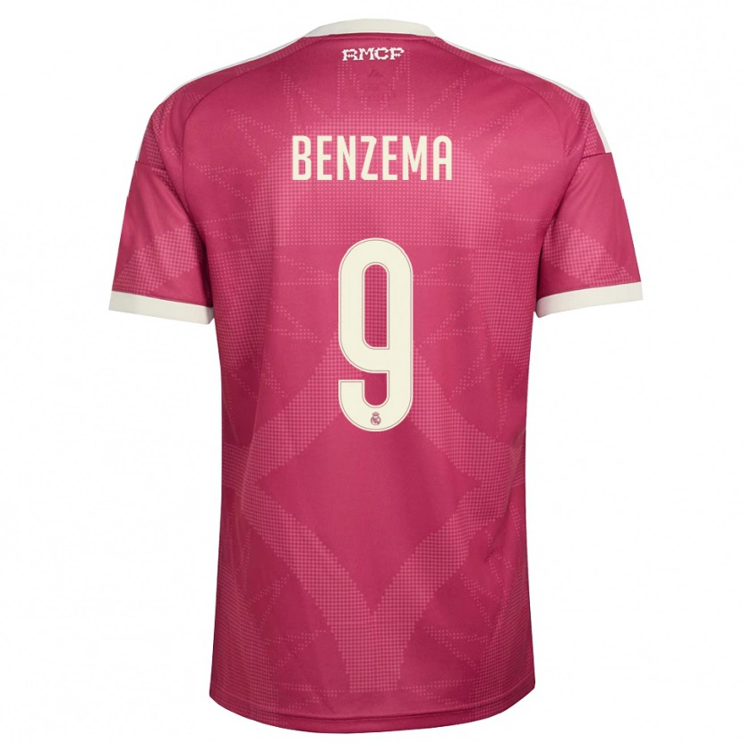 Danxen Damen Karim Benzema #9 Blassviolett Rot Weiß Ausweichtrikot Trikot 2026/27 T-Shirt