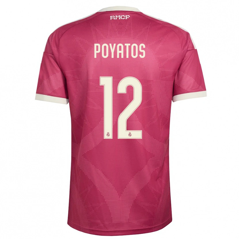 Danxen Damen Marco Poyatos #12 Blassviolett Rot Weiß Ausweichtrikot Trikot 2026/27 T-Shirt