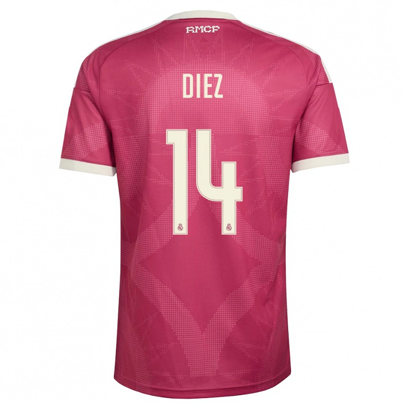 Danxen Damen Carlos Diez #14 Blassviolett Rot Weiß Ausweichtrikot Trikot 2026/27 T-Shirt