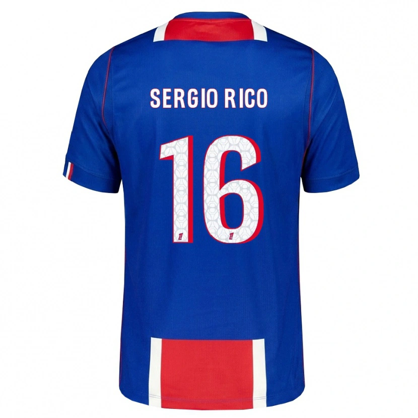Danxen Kinder Sergio Rico #16 Rot Weiß Blau Heimtrikot Trikot 2026/27 T-Shirt