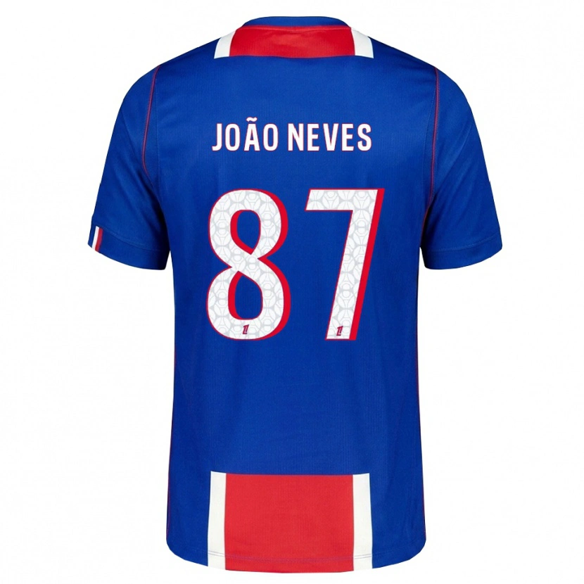 Danxen Kinder João Neves #87 Rot Weiß Blau Heimtrikot Trikot 2026/27 T-Shirt