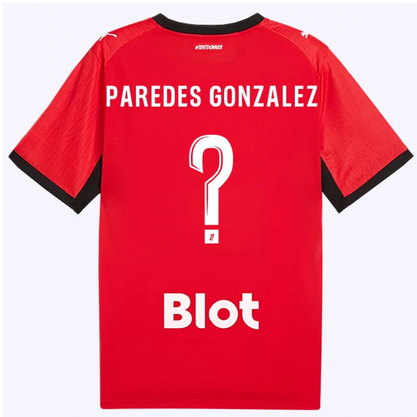 Danxen Kinder Maxime Paredes Gonzalez #0 Rot Schwarz Weiß Heimtrikot Trikot 2026/27 T-Shirt
