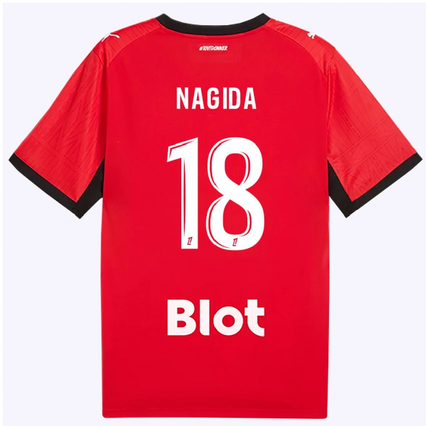 Danxen Kinder Mahamadou Nagida #18 Rot Schwarz Weiß Heimtrikot Trikot 2026/27 T-Shirt