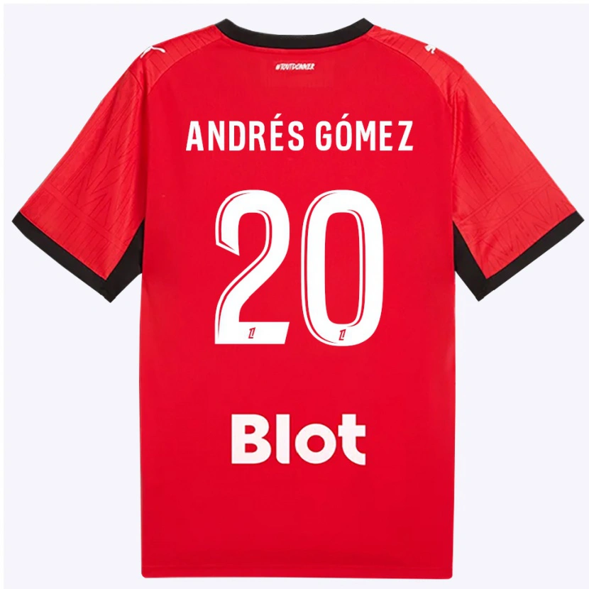 Danxen Kinder Carlos Andrés Gómez #20 Rot Schwarz Weiß Heimtrikot Trikot 2026/27 T-Shirt