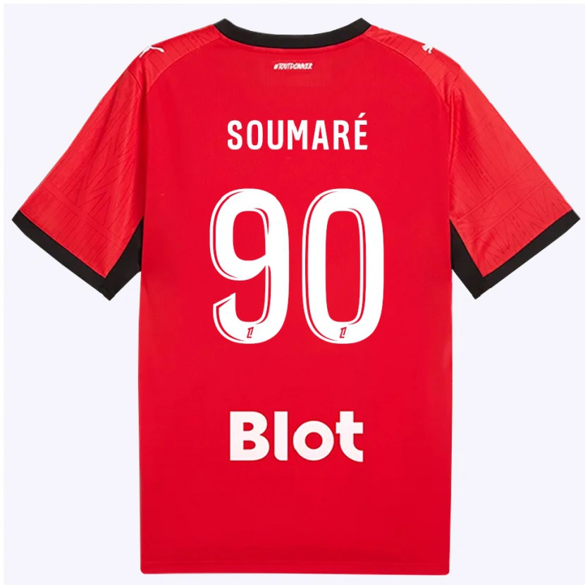 Danxen Kinder Issa Soumaré #90 Rot Schwarz Weiß Heimtrikot Trikot 2026/27 T-Shirt