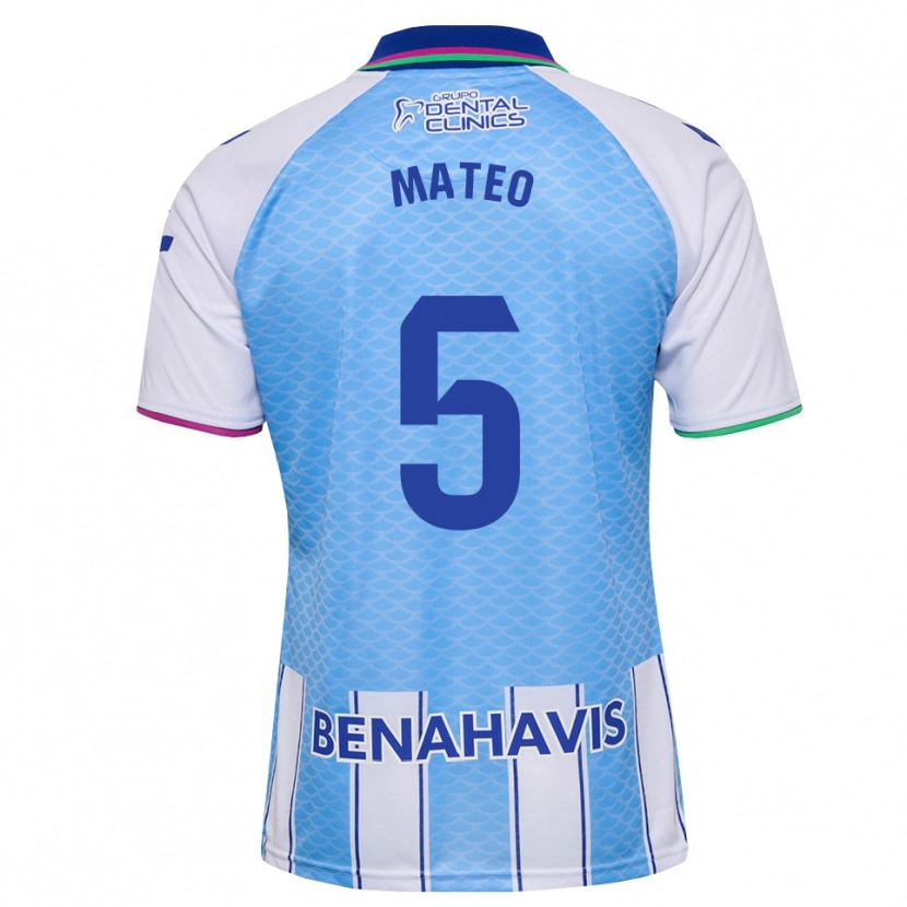 Danxen Kinder Ángel Mateo #5 Tief Himmelblau Weiß Heimtrikot Trikot 2026/27 T-Shirt