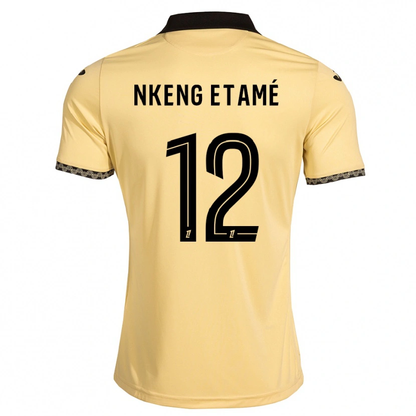 Danxen Kinder Shaï Nkeng Etamé #12 Navajoweiß Schwarz Auswärtstrikot Trikot 2026/27 T-Shirt
