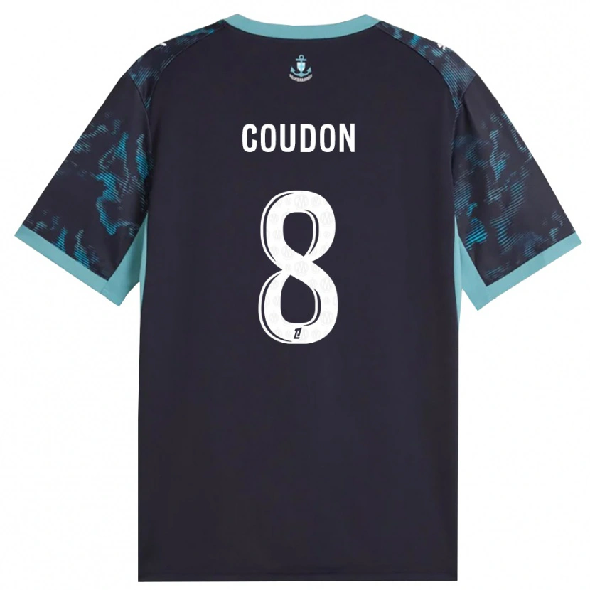 Danxen Kinder Marine Coudon #8 Blass Türkis Weiß Schwarz Auswärtstrikot Trikot 2026/27 T-Shirt