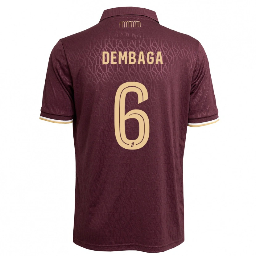 Danxen Kinder Boubakar Dembaga #6 Weinrot Sandbraun Auswärtstrikot Trikot 2026/27 T-Shirt