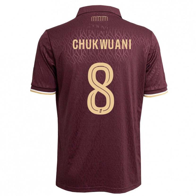 Danxen Kinder Ekene Chukwuani #8 Weinrot Sandbraun Auswärtstrikot Trikot 2026/27 T-Shirt