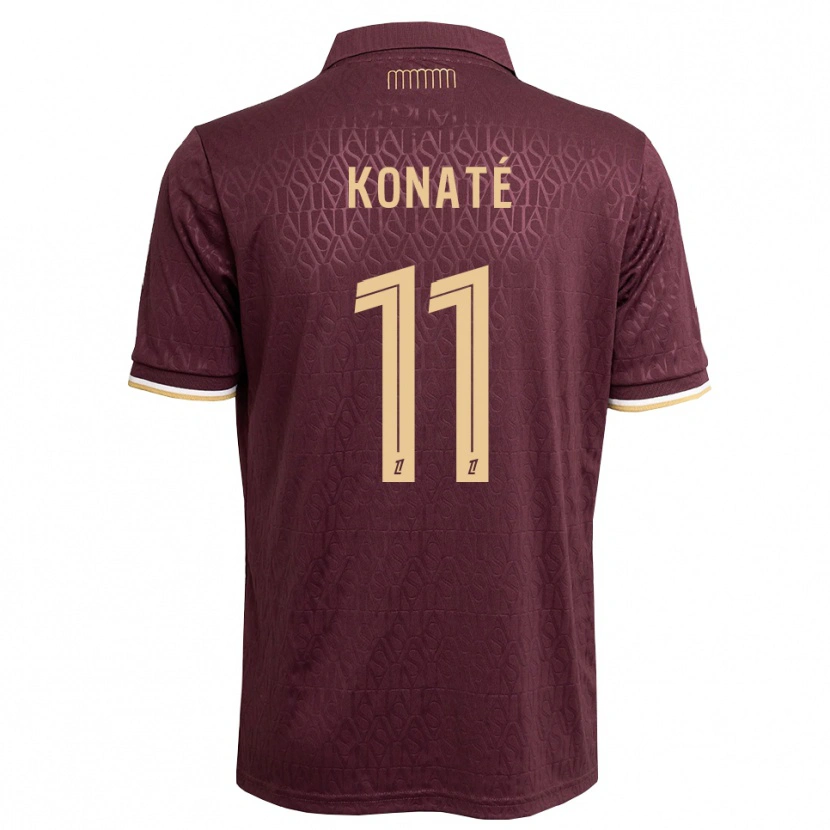 Danxen Kinder Oumar Konaté #11 Weinrot Sandbraun Auswärtstrikot Trikot 2026/27 T-Shirt