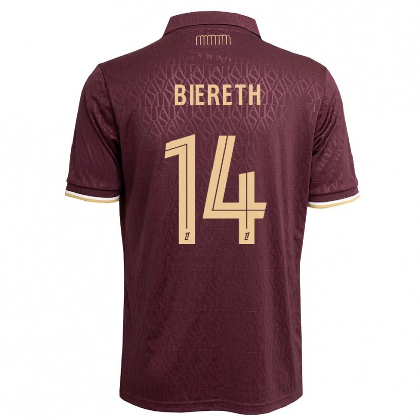 Danxen Kinder Mika Biereth #14 Weinrot Sandbraun Auswärtstrikot Trikot 2026/27 T-Shirt