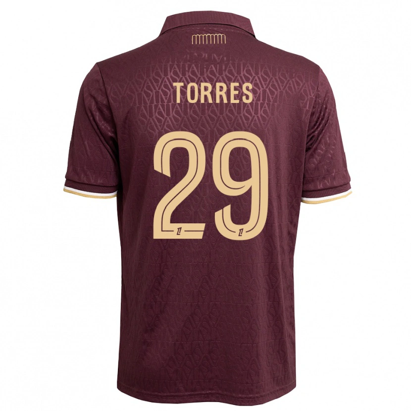 Danxen Kinder Louis Torres #29 Weinrot Sandbraun Auswärtstrikot Trikot 2026/27 T-Shirt