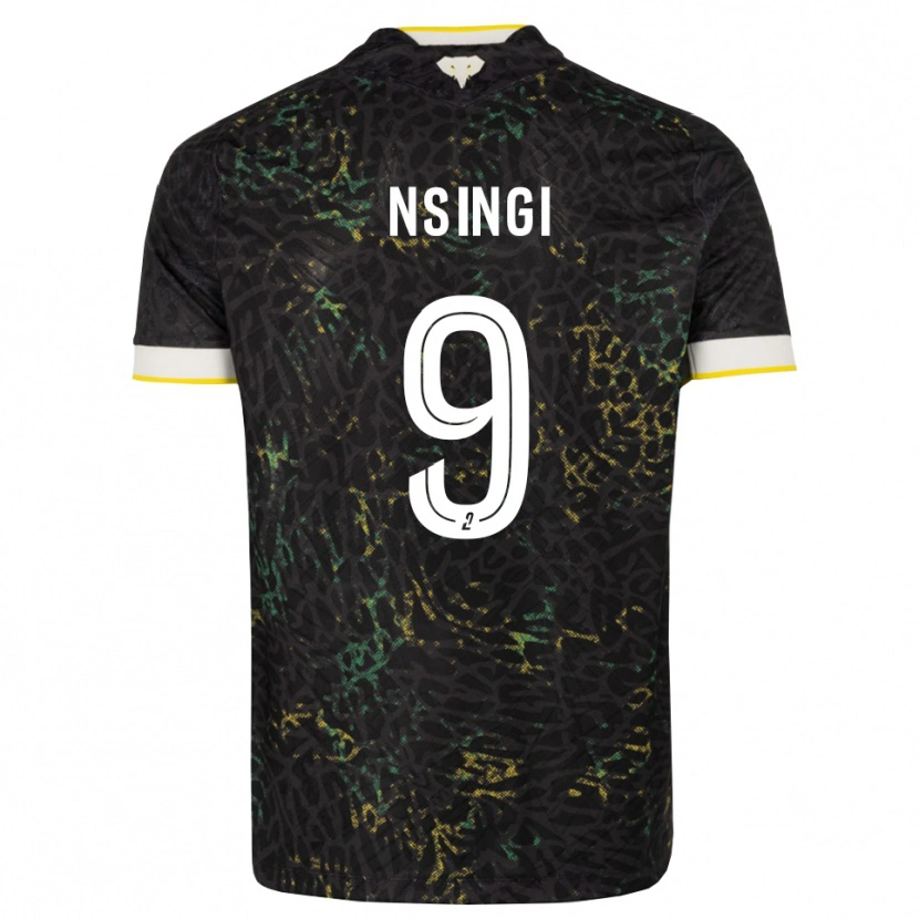 Danxen Kinder Plamedi Nsingi #9 Schwarz Weiß Gelb Auswärtstrikot Trikot 2026/27 T-Shirt