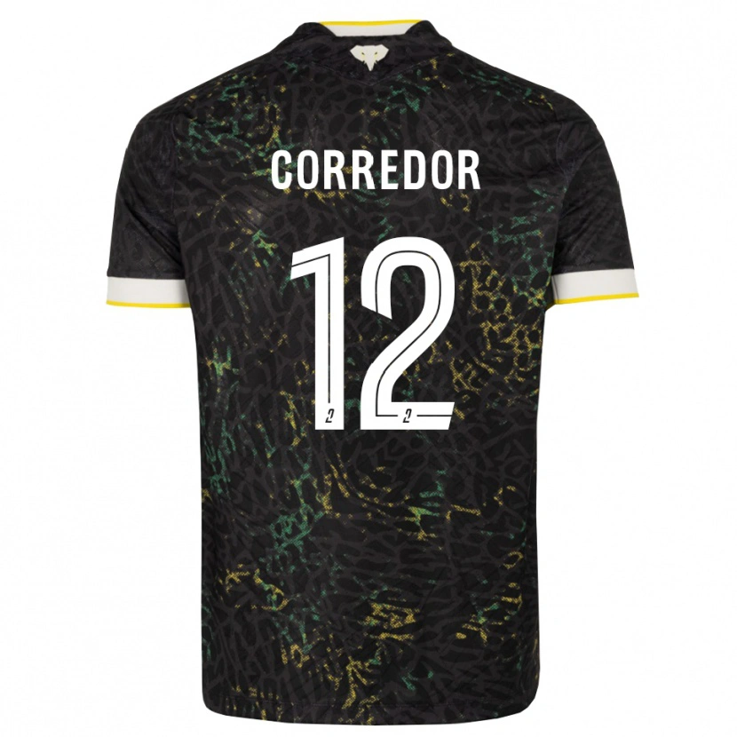 Danxen Kinder Killian Corredor #12 Schwarz Weiß Gelb Auswärtstrikot Trikot 2026/27 T-Shirt
